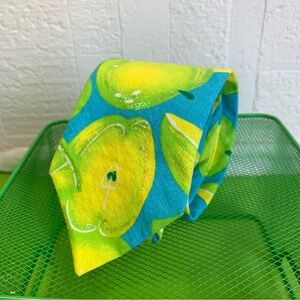 Vintage Handmade TIE  Cotton Unisex LEMON LIME whimsical colorful